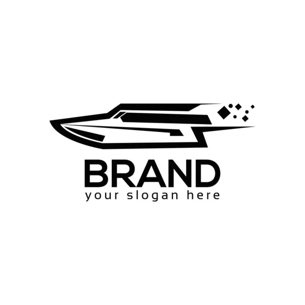 高速船のロゴベクトル フラットデザイン 白い背景のベクトルイラスト — ストックベクタ