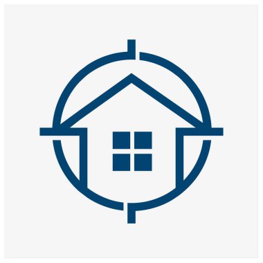 Ev hedef ikon vektörü. Düz dizayn. Beyaz arkaplanda Vektör Resimleri.