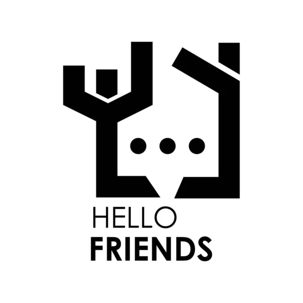 Hello Friends Icon Vector Flat Design Vector Illustration White Background — Stock Vector