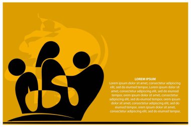 Kocası, karısının onu aldattığını öğrendikten sonra onu terk etmiş. Turuncu arkaplanda Vektör İllüstrasyonu.