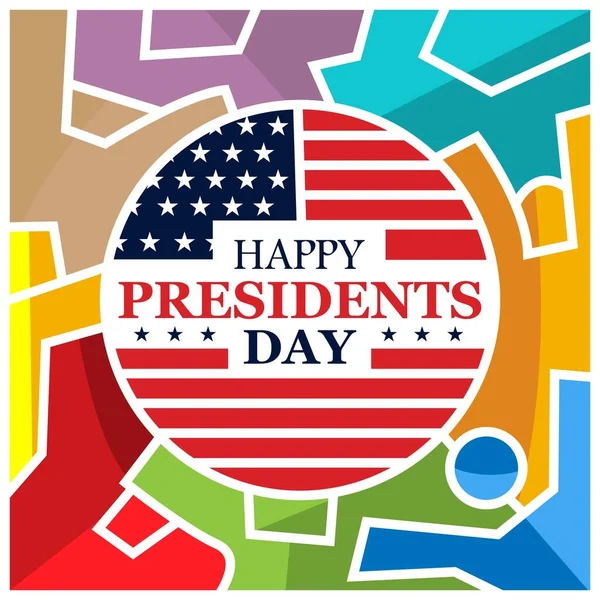 Happy Presidents Day Party Mit Bunten Menschen Happy Presidents Day — Stockvektor