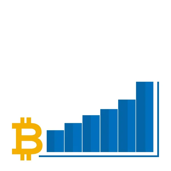 Ilustração Moeda Bitcoin Sobe Ilustração Vetorial Fundo Céu — Vetor de Stock