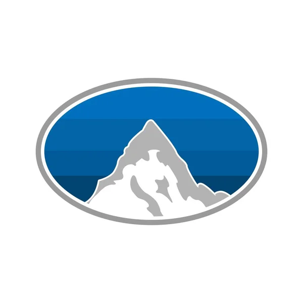 Logotipo Montaña Con Signo Círculo Diseño Plano Ilustración Vectorial Sobre — Vector de stock
