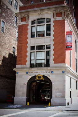 New York, NY, USA - July 20, 2019: Firehouse, Hook and Ladder Company 8. Beaux-Arts style firehouse from 1903, made famous as the HQ of the 