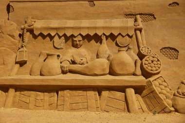 Sondervig, Denmark, June, 2022: International Sand Sculpture Festival. High quality photo