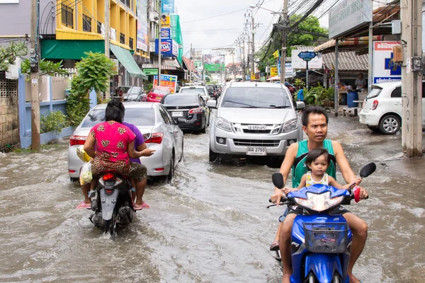 Bangkok Thaiföld 2016 Szeptember Víz Árvíz Bangkok Város Probléma Val — Stock Fotó