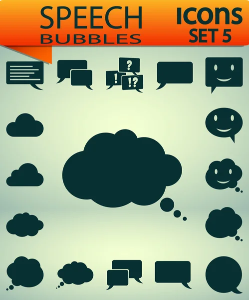 Iconos de voz de burbuja, conjunto 6, ilustración vectorial. Estilo de diseño plano — Vector de stock