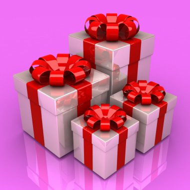 bir hediye gibi renkli bir şerit ile hediye kutuları