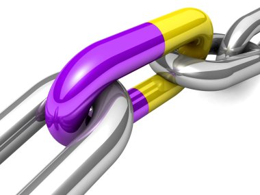 bir tek zincir bağlantı soyut 3d çizimi