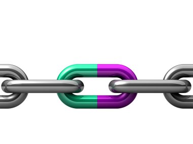 bir tek zincir bağlantı soyut 3d çizimi