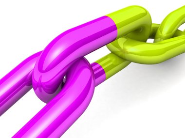 bir tek zincir bağlantı soyut 3d çizimi