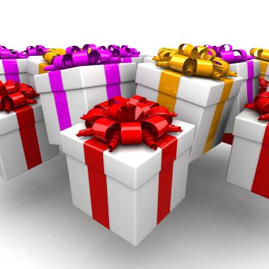 renkli bir şerit ile hediye kutuları