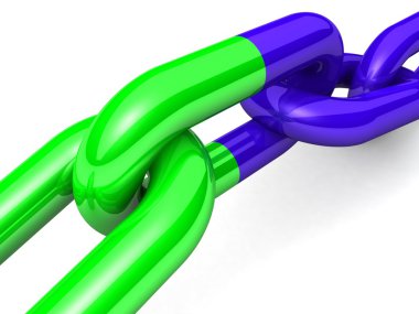 bir tek zincir bağlantı soyut 3d çizimi