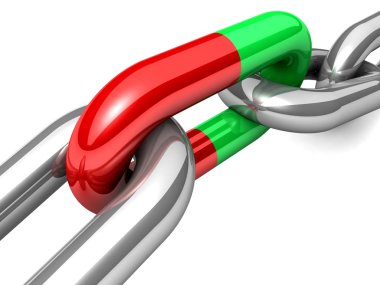 bir tek zincir bağlantı soyut 3d çizimi