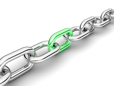 bir tek zincir bağlantı soyut 3d çizimi