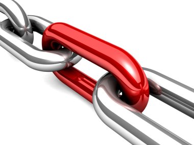 bir tek zincir bağlantı soyut 3d çizimi