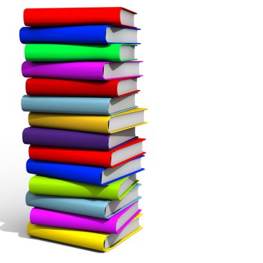 3d kitaplar üzerinde beyaz izole