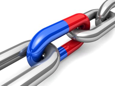 bir tek zincir bağlantı soyut 3d çizimi