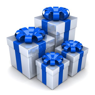 renkli bir şerit ile hediye kutuları