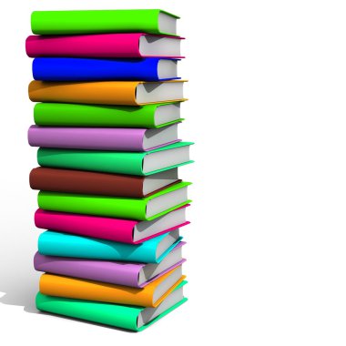 3d kitaplar üzerinde beyaz izole