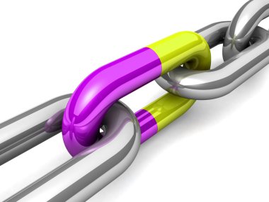 bir tek zincir bağlantı soyut 3d çizimi