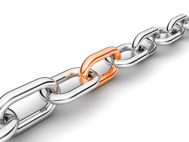 bir tek zincir bağlantı soyut 3d çizimi