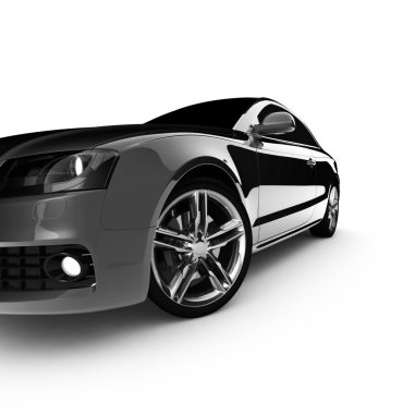 Beyaz bir arka planda gri araba