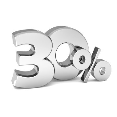 yüzde 30 indirim sembolü gümüş renk