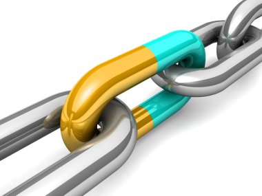 bir tek zincir bağlantı soyut 3d çizimi