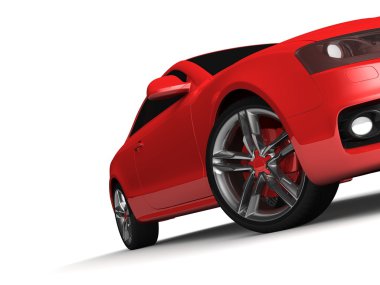 Beyaz arka planda kırmızı araba