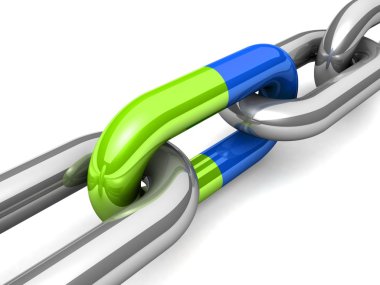 bir tek zincir bağlantı soyut 3d çizimi