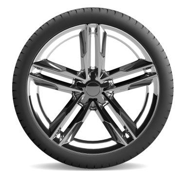 beyaz izole tekerlekli araba.