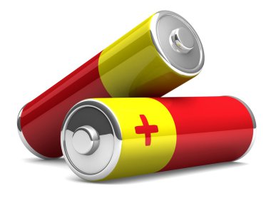 Beyaz bir arka plan üzerinde 3D piller Aa