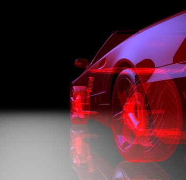 Araba 3d model siyah bir arka plan.