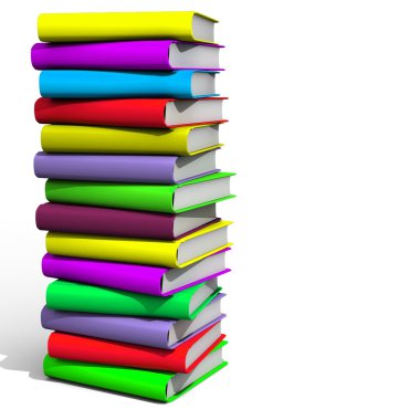 3d kitaplar üzerinde beyaz izole