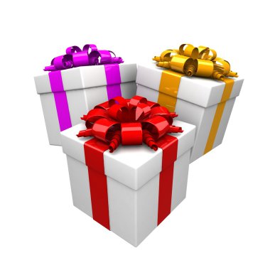 renkli bir şerit ile hediye kutuları