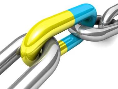 bir tek zincir bağlantı soyut 3d çizimi