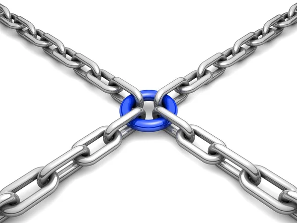 3d chain chrome cross security metal — Stock Photo, Image