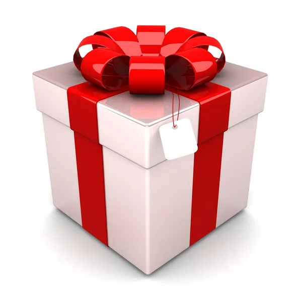 Caja de regalo, con una cinta de colores como un regalo —  Fotos de Stock