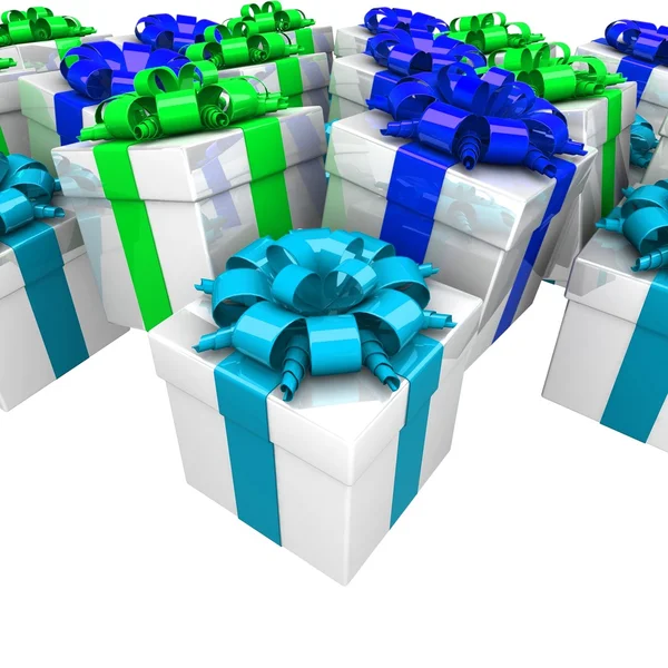 bir hediye gibi renkli bir şerit ile hediye kutuları