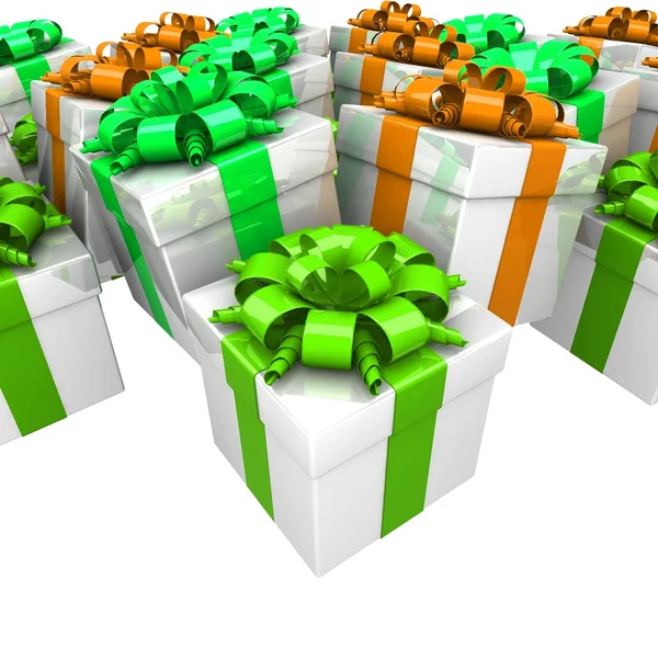 Gift boxes, with a colorful ribbon — Stock Photo, Image