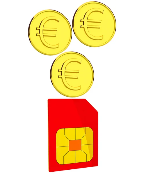 Coins and sim card — Stock Photo, Image
