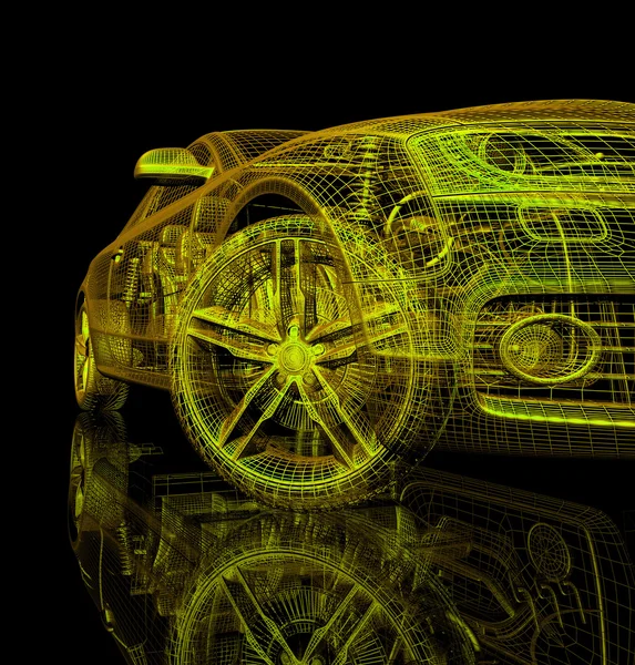 黒の背景の 3 d の車のモデル. — ストック写真