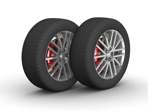 Car wheels isolated on white. — Stock Photo, Image