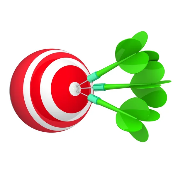 Darts in bullseye. — Stock Photo, Image