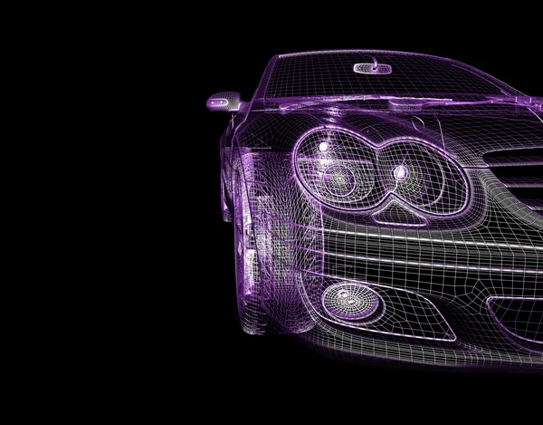 Araba 3d model siyah bir arka plan.