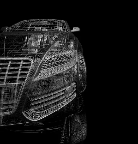 Auto modello 3d su sfondo nero . — Foto Stock