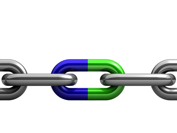 Bir tek zincir bağlantı soyut 3d çizimi — Stok fotoğraf