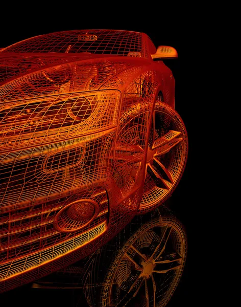 3D araba modeli siyah zemin.