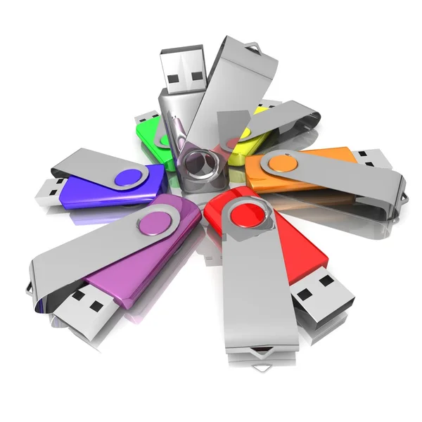 3D красочные модели USB Flash Drive — стоковое фото